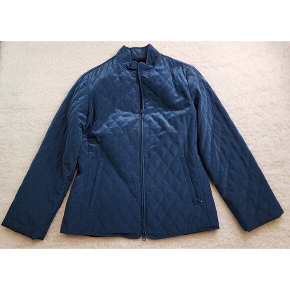 Hilary Radley Jackets & Blazers - Hilary Radley Quilted Jacket Coat XS Teal Faux Fur Lined Pockets Full Zip Fall